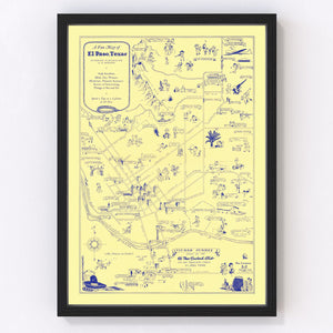 Vintage Map of El Paso, Texas 1945