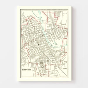 Vintage Map of Nashville, Tennessee 1895