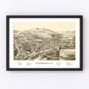 Vintage Map of Ticonderoga, New York 1891