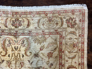 Peshawar Rug 6 x 9.6, Pakistani Chobi Carpet, Neutral Colors, Vintage Rug for Modern Home, Handmade Wool Rug, Beige