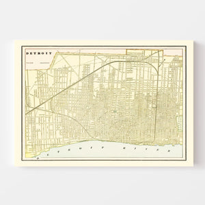 Vintage Map of Detroit, Michigan 1892