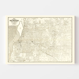 Vintage Map of Memphis, Tennessee 1925