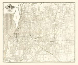 Vintage Map of Memphis, Tennessee 1925