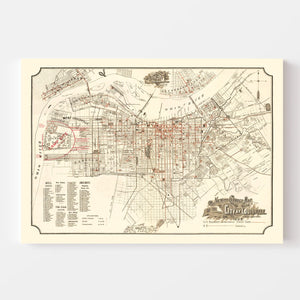 Vintage Map of Lousiville, Kentucky 1895