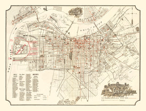 Vintage Map of Lousiville, Kentucky 1895