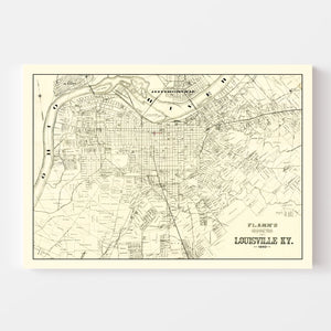 Vintage Map of Louisville, Kentucky 1893