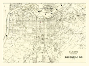 Vintage Map of Louisville, Kentucky 1893