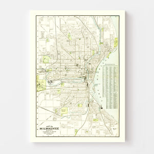 Vintage Map of Milwaukee, Wisconsin 1898
