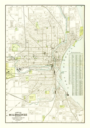 Vintage Map of Milwaukee, Wisconsin 1898
