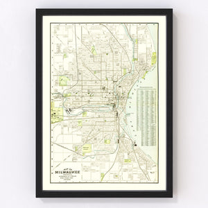 Vintage Map of Milwaukee, Wisconsin 1898