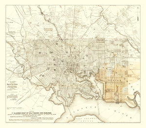 Vintage Map of Baltimore, Maryland 1873