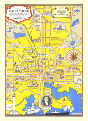 Vintage Map of Baltimore, Maryland 1935