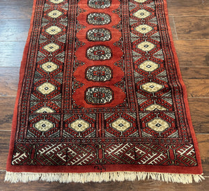 Red Pakistani Turkoman Rug 3x5, Bokhara Design, Vintage, Signed