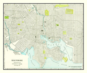 Vintage Map of Baltimore, Maryland 1892