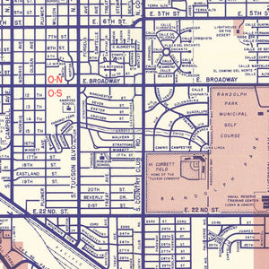 Vintage Map of Tucson, Arizona 1956