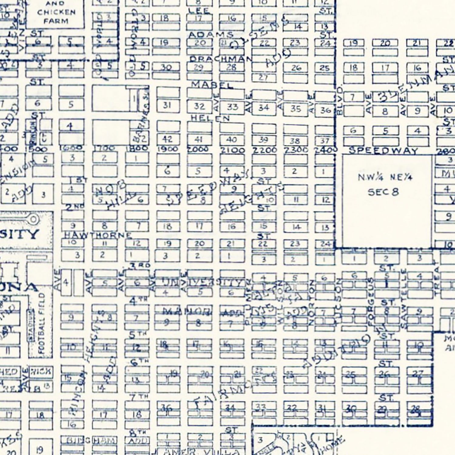 Vintage Map of Tucson, Arizona 1920