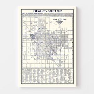 Vintage Map of Fresno, California 1925