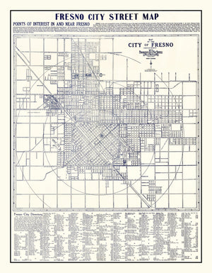 Vintage Map of Fresno, California 1925
