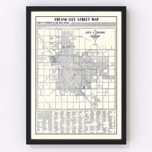 Vintage Map of Fresno, California 1925