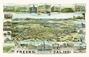 Vintage Map of Fresno, California 1891