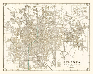Vintage Map of Atlanta, Georgia 1931