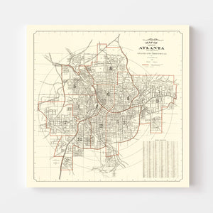 Vintage Map of Atlanta, Georgia 1912