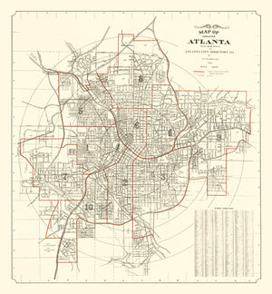 Vintage Map of Atlanta, Georgia 1912