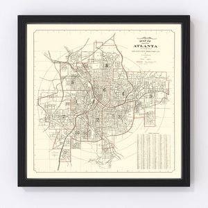 Vintage Map of Atlanta, Georgia 1912