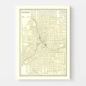 Vintage Map of Atlanta, Georgia 1892