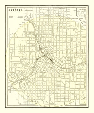 Vintage Map of Atlanta, Georgia 1892