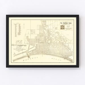 Vintage Map of Long Beach, California 1910