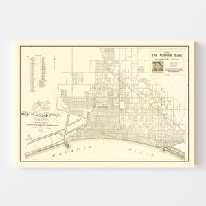 Vintage Map of Long Beach, California 1910