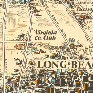 Vintage Map of Long Beach, California 1936