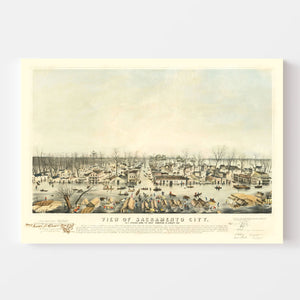 Vintage Map of Sacramento, California 1850