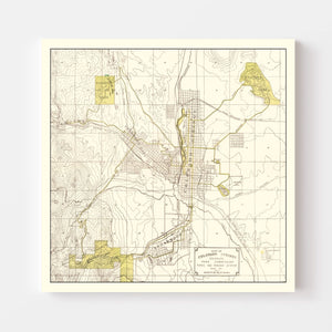 Vintage Map of Colorado Springs, Colorado 1909