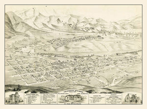 Vintage Map of Colorado Springs, Colorado 1874