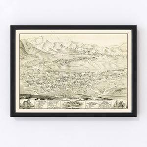 Vintage Map of Colorado Springs, Colorado 1874