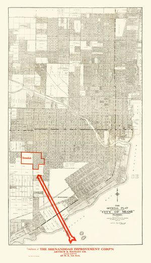 Vintage Map of Miami, Florida 1918
