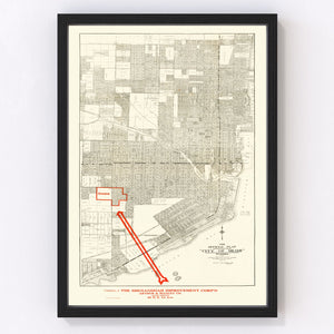 Vintage Map of Miami, Florida 1918