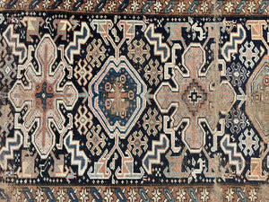 Antique Persian Tribal Runner Rug 4.6 x 9.8, Kurdish Runner, Rug for Hallway or Kitchen, 1920s Carpet, Wool Handmade Rug