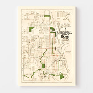 Vintage Map of Omaha, Nebraska 1898