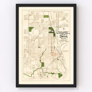 Vintage Map of Omaha, Nebraska 1898