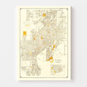 Vintage Map of Tampa, Florida 1947
