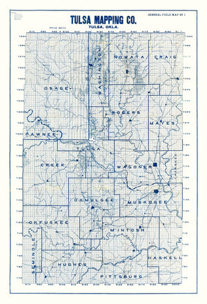 Vintage Map of Tulsa, Oklahoma 1913