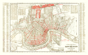 Vintage Map of New Orleans, Louisiana 1925