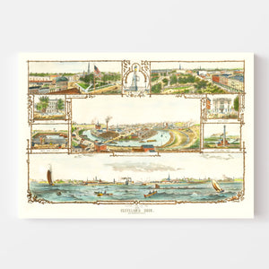 Vintage Map of Cleveland, Ohio 1873