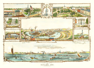 Vintage Map of Cleveland, Ohio 1873
