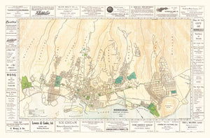 Vintage Map of Honolulu, Hawaii 1922