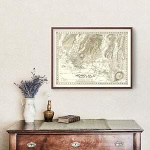Vintage Map of Honolulu, Hawaii 1922