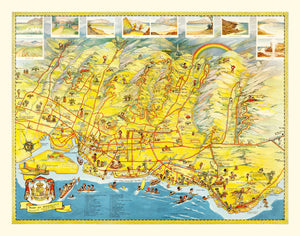 Vintage Map of Honolulu, Hawaii 1948
